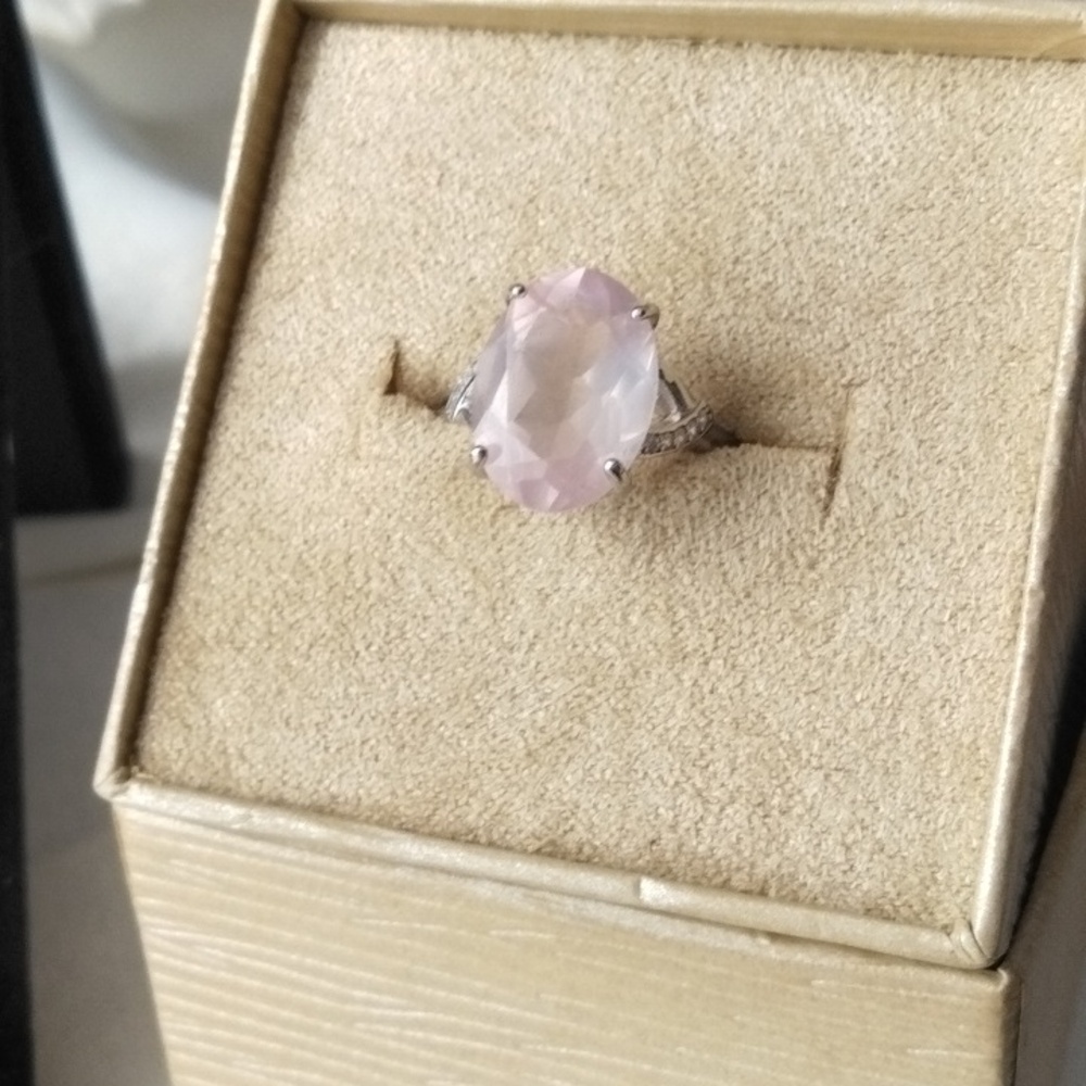Rose Quartz Gemstone Silver Ring - image 1